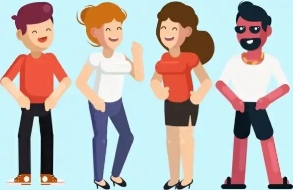 people background colored cartoon characters