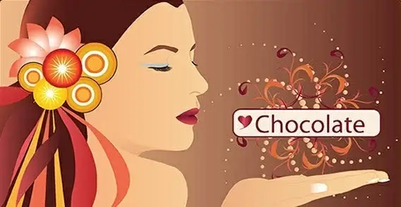 People chocolate circle face flower girl hand lips swirl 