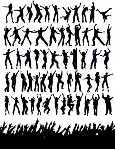 people dance silhouette vector art
