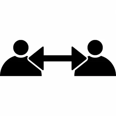 people distance sign icon arrows human icons sketch symmetric flat black white