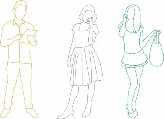 people icons outline colored design style