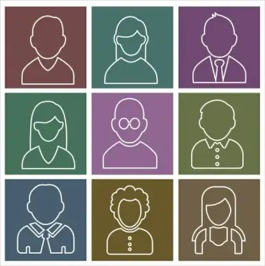 people portrait icons outline various isolation style