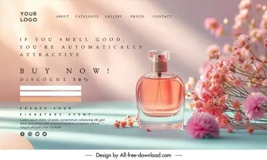 perfume landing page template eleagnt flowers closeup