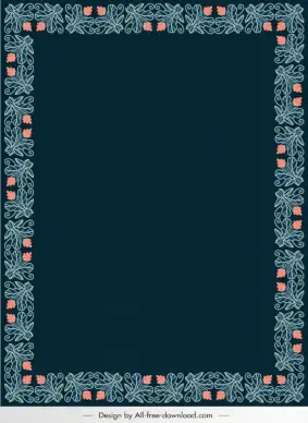 persian border template dark symmetric flowers design 