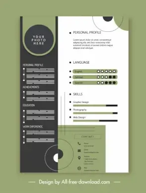 personal cv template elegant contrasted decor