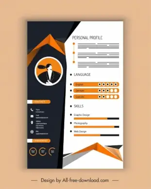 personal profile template modern elegant contrast decor