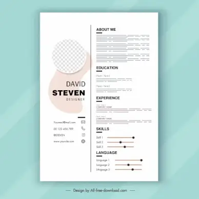 personnel cv template elegant bright white plain decor