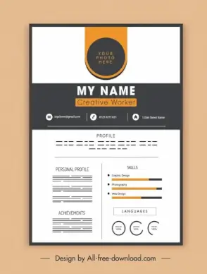 personnel cv template elegant contrast decor modern design