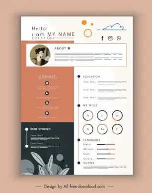 personnel cv template elegant modern flat decor