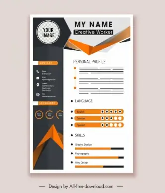 personnel cv template modern elegant contrasted origami decor
