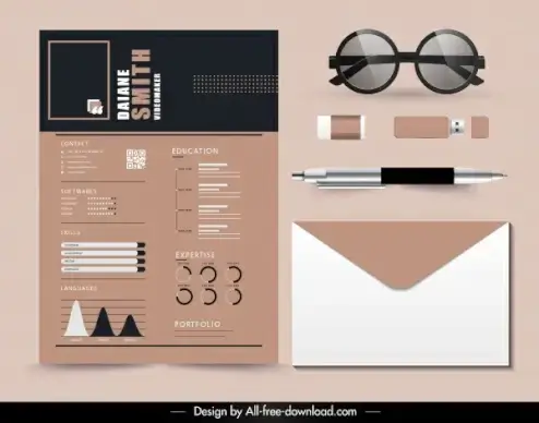 personnel cv template modern elegant dark decor