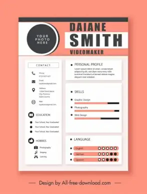 personnel resume template elegant classic decor