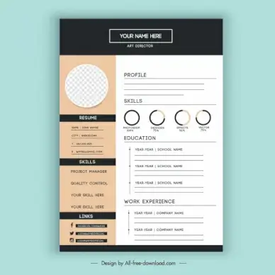 personnel resume template elegant modern design