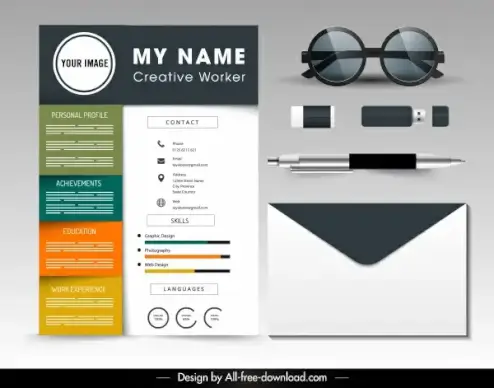 personnel resume template modern colorful bright decor