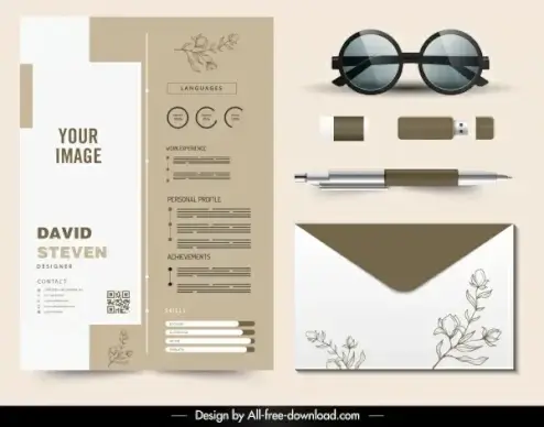 personnel resume templates elegant floral brown white decor
