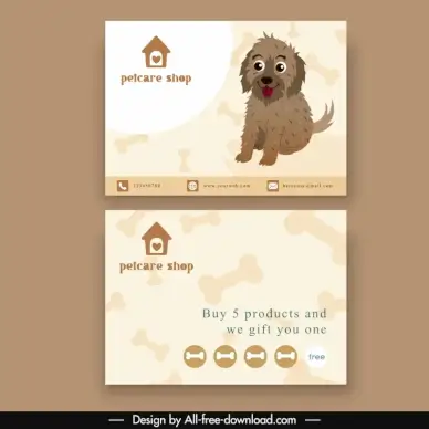 pet care business card templates cute dog bones decor