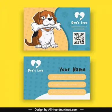 pet care business card templates handdrawn dog bone 