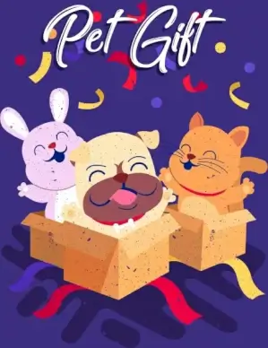 pet gift background colorful 3d design cute animals
