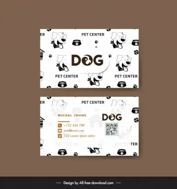 pet shop business card template cute black white dog elements