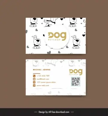 pet shop business card template cute cartoon puppy hearts