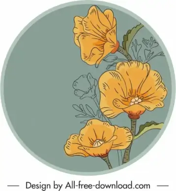 petals label template handdrawn classic outline