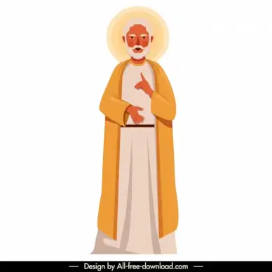 peter christian apostle icon retro cartoon character design