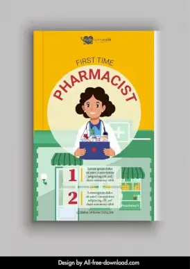 pharmacist book cover template cartoon doctor drugstore sketch 
