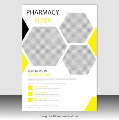 pharmacy flyer cover template geometrical hexagon triangle decor