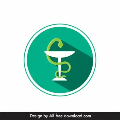 pharmacy symbol logo template circle isolated snake glass sketch
