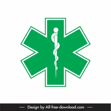 pharmacy symbol star of life logotype modern flat elegant symmetric geometry snake sketch