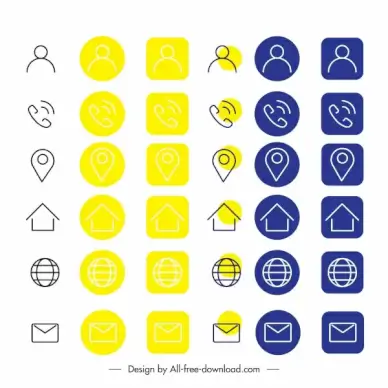 phone ui icons classic flat handdrawn symbols