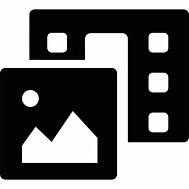 photo video sign icon flat contrast silhouette geometric outline