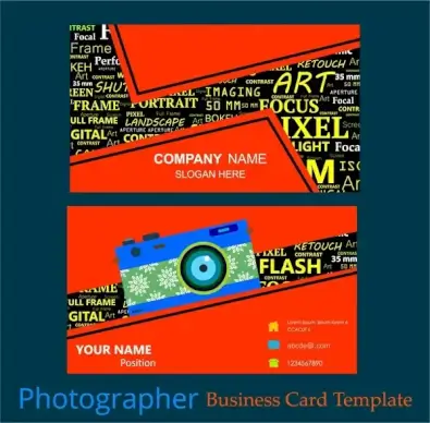 photographer business card template words mixing style