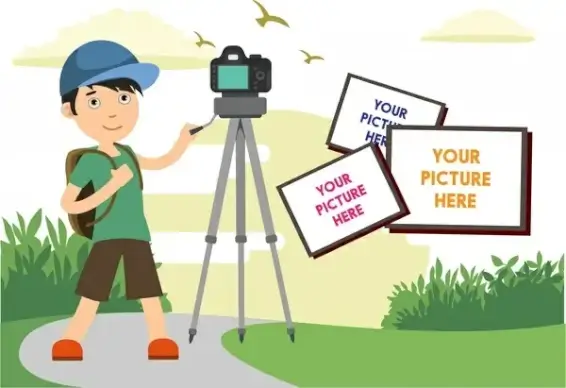 photographic banner design camera and outdoor scenery style