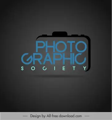 photographic society logo template flat modern camera texts sketch modern design 