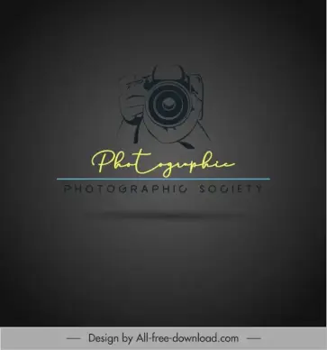 photographic society logo template modern dark design hands taking photograph sketch
