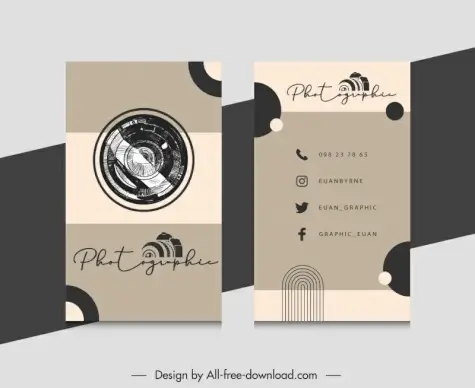 photography business card template flat classical camera lens