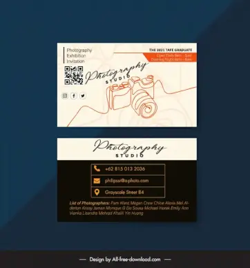 photography business card template handdrawn blurred camera