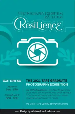 photography exhibition invitation card template elegant flat camera leaves decor
