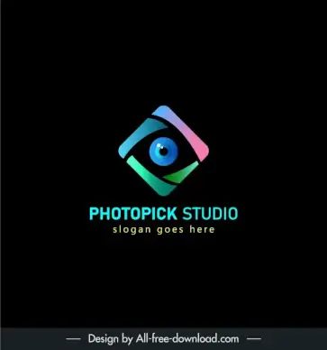 photopick studio logo template elegant contrast design eye square layout isolation 