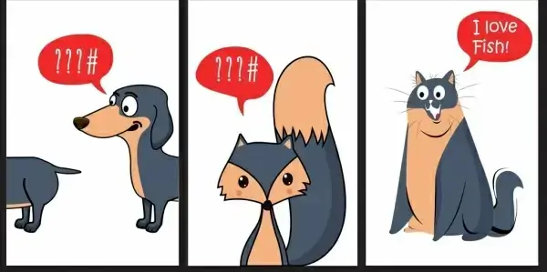 picture book drawings cute dog fox cat icons