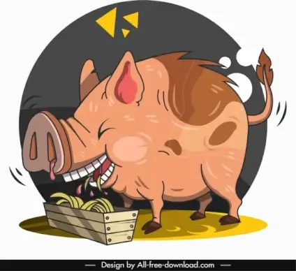 pig animal icon funny cartoon character sketch