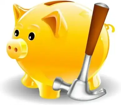 piggy bank and hammer
