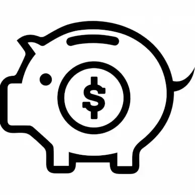 piggy bank sign icon flat black white outline