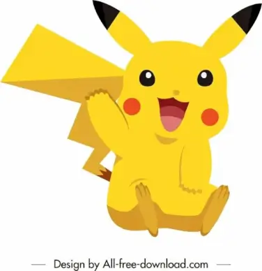 pikachu cartoon character icon cute yellow sketch
