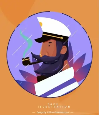 pilot icon cartoon character sketch round isolation