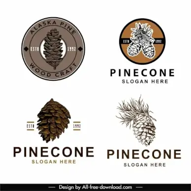 pine cone logo templates elegant vintage handdrawn