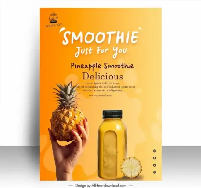 pineapple smoothies poster template elegant modern