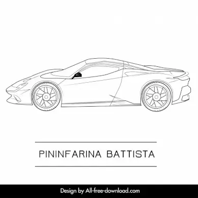 pininfarina battista car model icon flat black white side view outline