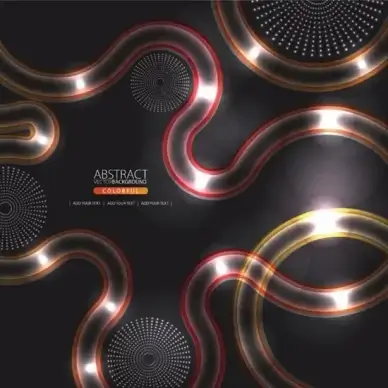 technology background dark shiny light curves circle decor